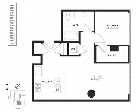 a floor plan of a bedroom apartment